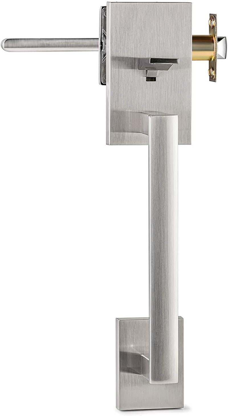 Berlin Modisch HandleSet Front Door Entry Handle and Deadbolt Lock Set Slim Square Single Cylinder Deadbolt and Lever Reversible for Right & Left Sided Doors Heavy Duty â€“ Satin Nickel Finish - Image 4